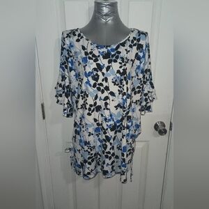 Robert Louis Elegant Blue and Black Floral Dress 59